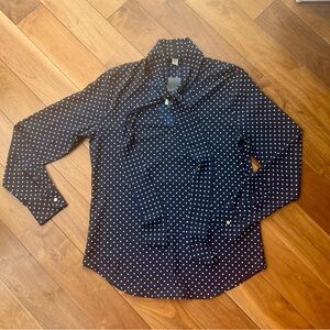 Women’s Polka-Dot Georgette Tie-Neck Blouse